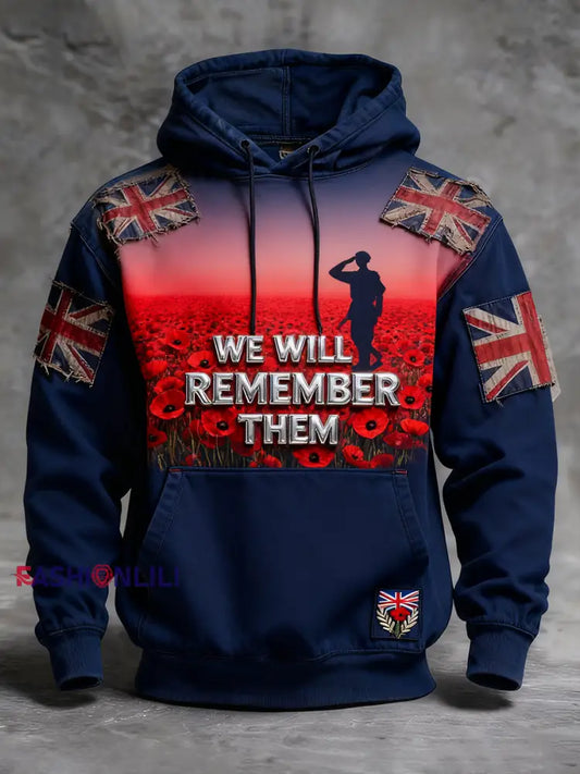 Men’s Remembrance Day ’Forget Me Not’ Poppy Hoodie A / S