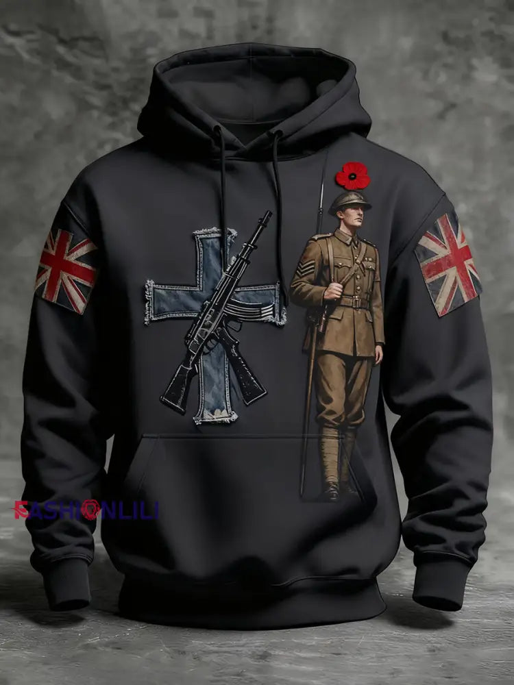 Men’s Remembrance Day ’Forget Me Not’ Poppy Hoodie A / S