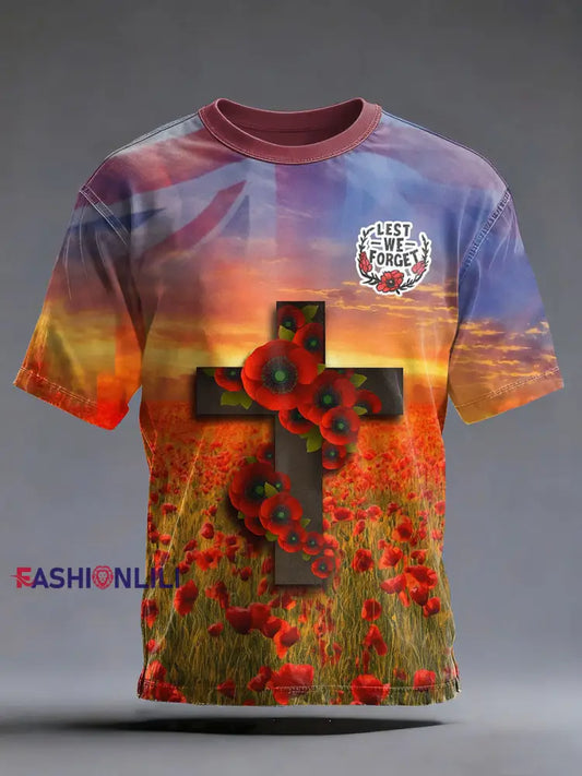 Men’s Remembrance Day Lest We Forge Short Sleeves T-shirt As picture / S