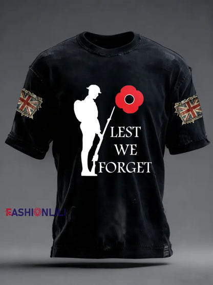 Men’s Remembrance Day Lest We Forge Short Sleeves T-shirt Black / S