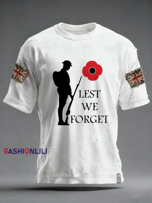 Men’s Remembrance Day Lest We Forge Short Sleeves T-shirt White / S