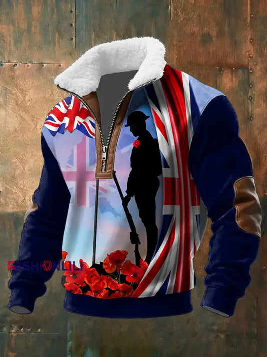 Men’s Remembrance Day Lest We Forget Baggy Zip-up Hoodie As picture / S