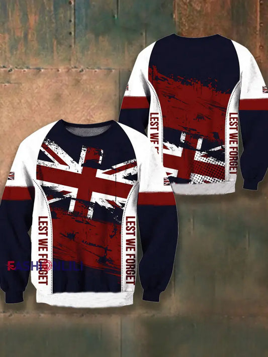 Men’s Remembrance Day Lest We Forget Crew Neck Sweatshirt As picture / S