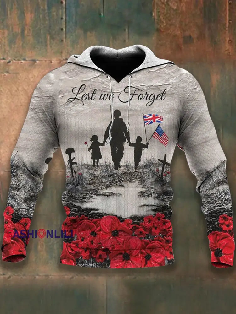 Men’s Remembrance Day Lest We Forget Hoodie As picture / S