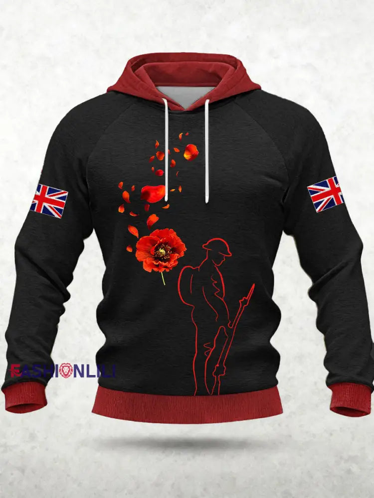 Men’s Remembrance Day Lest We Forget Hoodie Black / S
