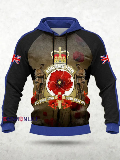 Men’s Remembrance Day Lest We Forget Hoodie Blue / S