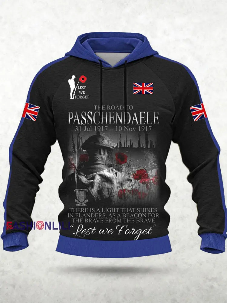 Men’s Remembrance Day Lest We Forget Hoodie Blue / S