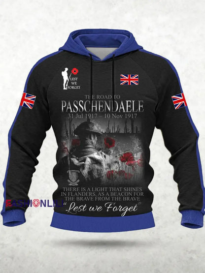 Men’s Remembrance Day Lest We Forget Hoodie Blue / S
