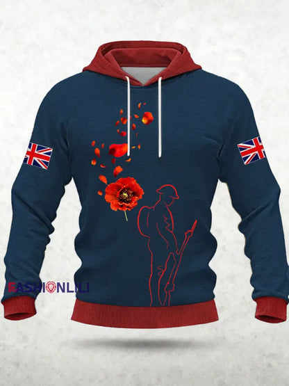 Men’s Remembrance Day Lest We Forget Hoodie Navy Blue / S