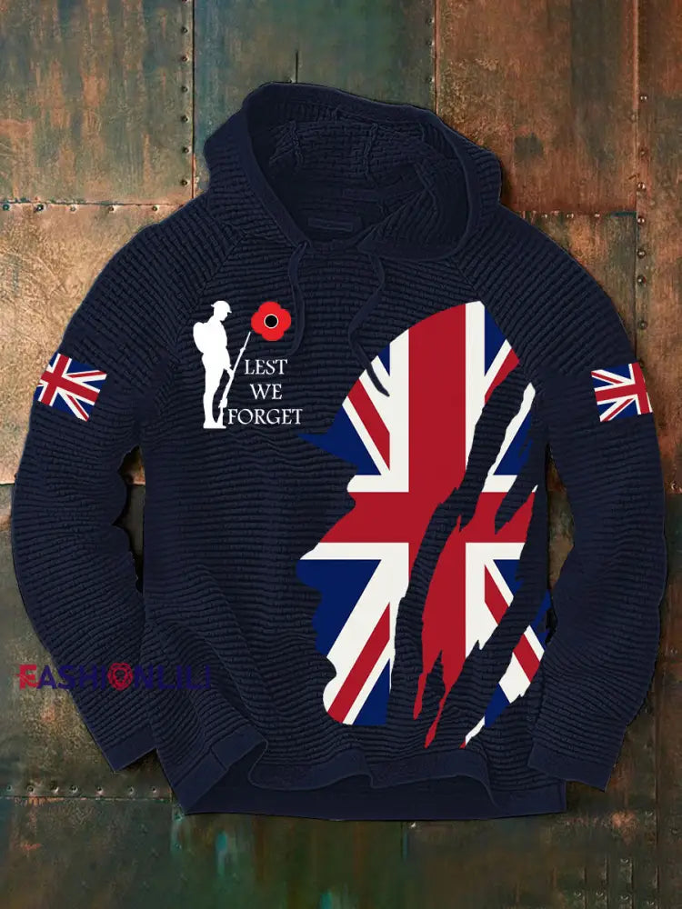 Men’s Remembrance Day Lest We Forget Hoodie Navy Blue / S