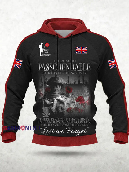 Men’s Remembrance Day Lest We Forget Hoodie Red / S