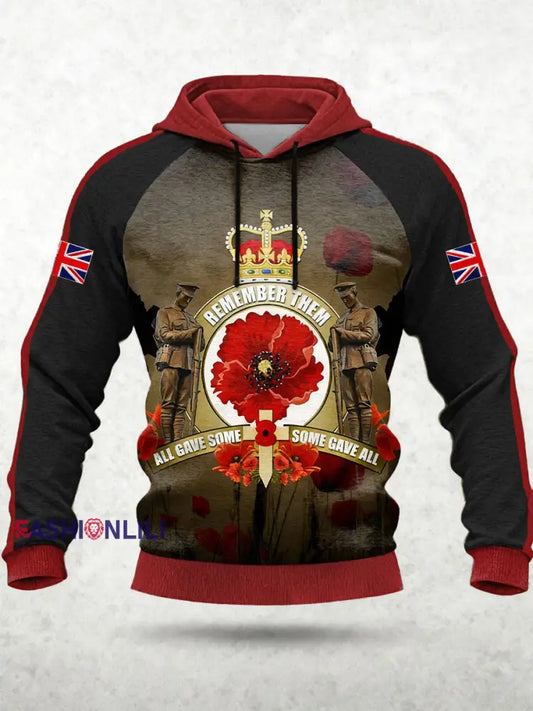Men’s Remembrance Day Lest We Forget Hoodie Red / S