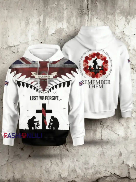 Men’s Remembrance Day Lest We Forget Hoodie White / S