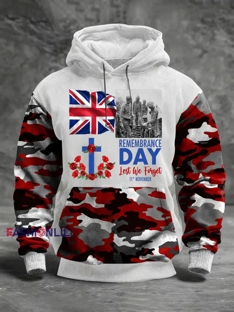 Men’s Remembrance Day Lest We Forget Hoodie White / S