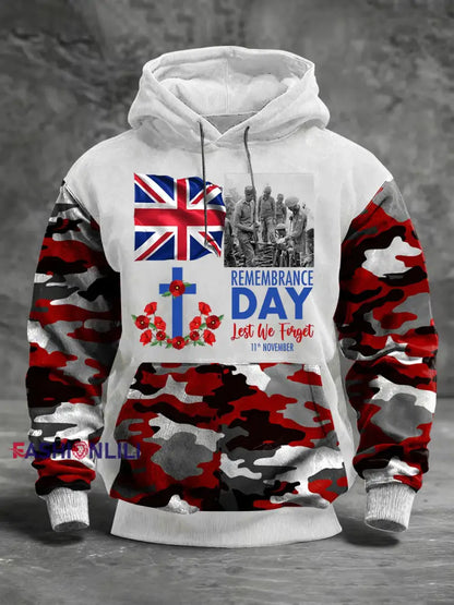 Men’s Remembrance Day Lest We Forget Hoodie White / S