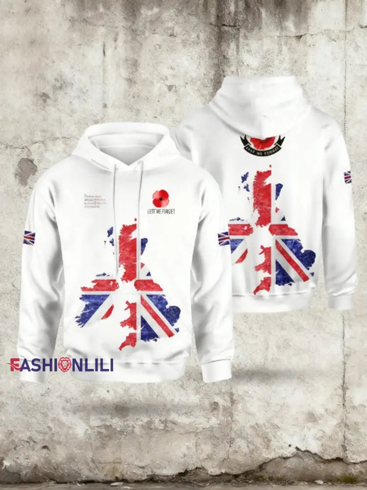 Men’s Remembrance Day Lest We Forget Hoodie White / S