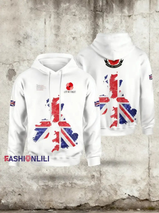 Men’s Remembrance Day Lest We Forget Hoodie White / S