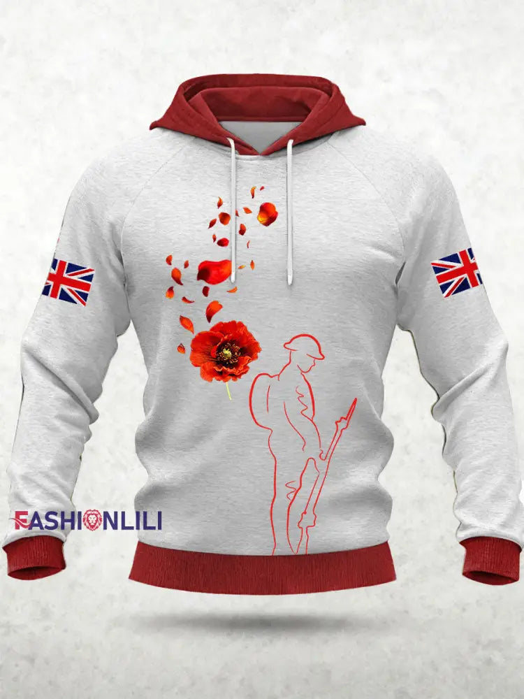 Men’s Remembrance Day Lest We Forget Hoodie White / S