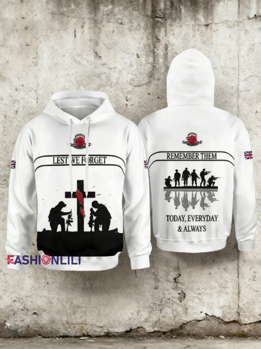 Men’s Remembrance Day Lest We Forget Hoodie White / S