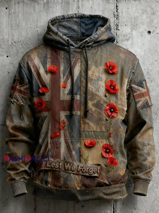 Men’s Remembrance Day Lest We Forget Hoodie with Pockets As picture / S