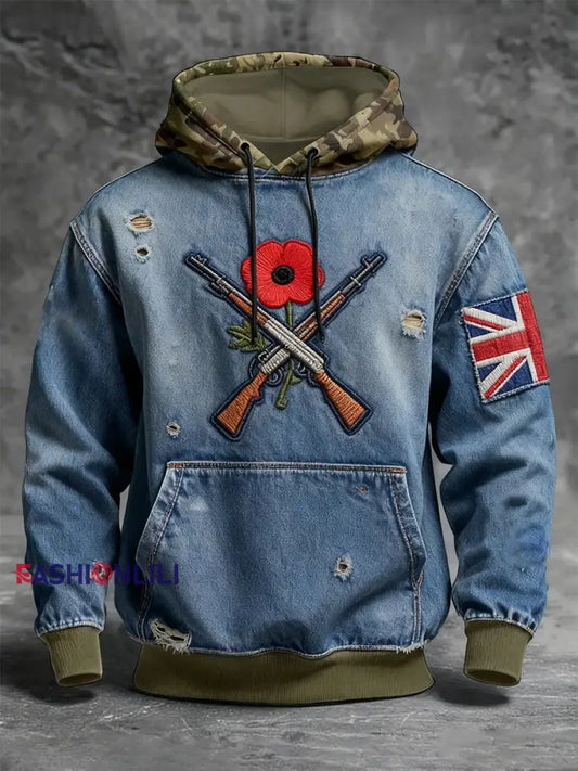 Men’s Remembrance Day Lest We Forget Hoodie with Pockets As picture / S