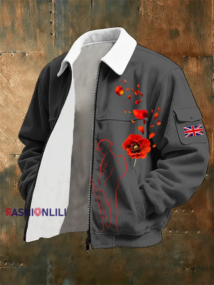 Men’s Remembrance Day Lest We Forget Jacket Dark Gray / S