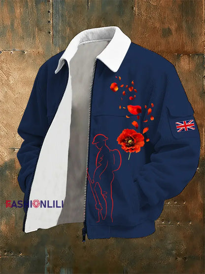 Men’s Remembrance Day Lest We Forget Jacket Navy Blue / S