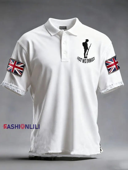 Men’s Remembrance Day Lest We Forget Polo Shirt White / S