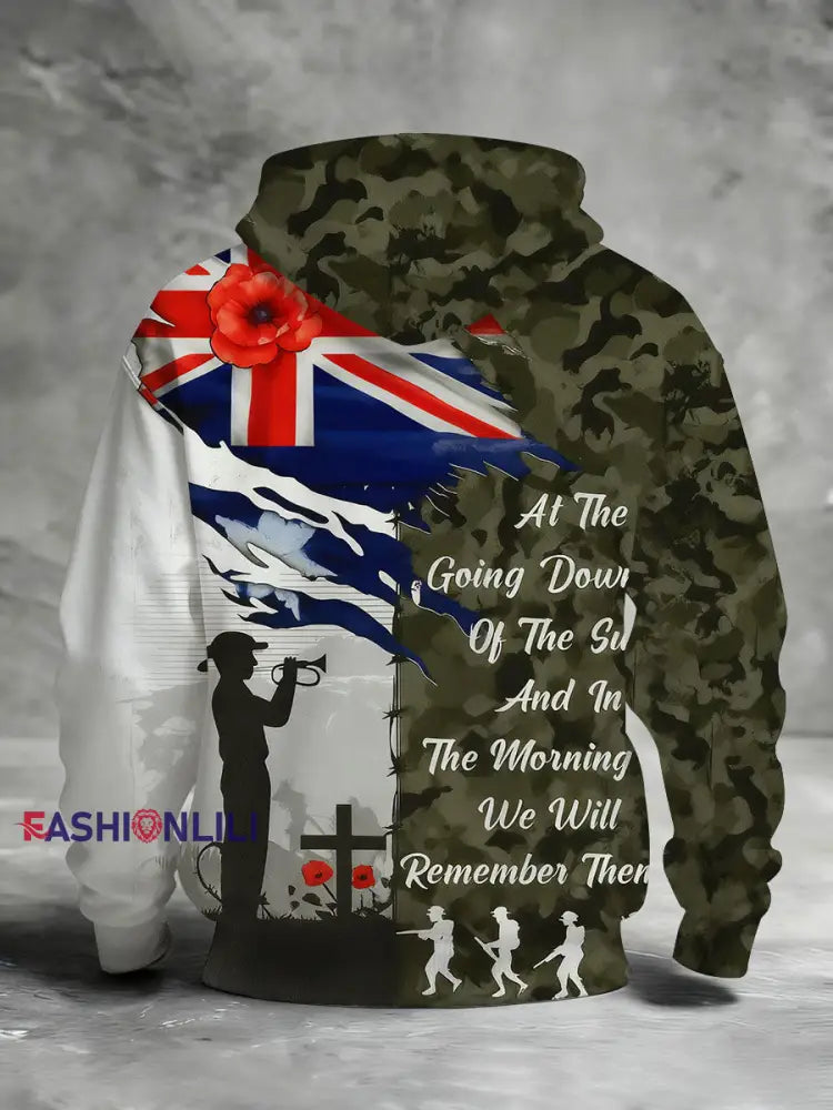 Men’s Remembrance Day Lest We Forget Printed Hoodie