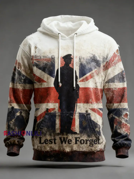 Men’s Remembrance Day Lest We Forget Printed Hoodie As picture / S