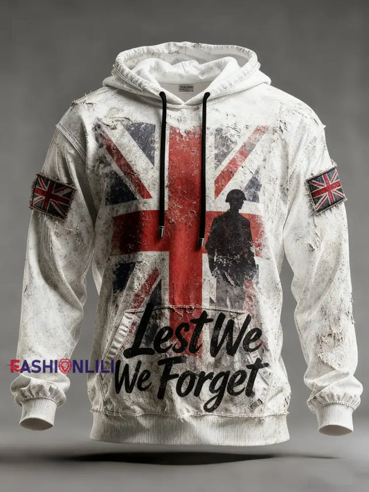 Men’s Remembrance Day Lest We Forget Printed Hoodie As picture / S