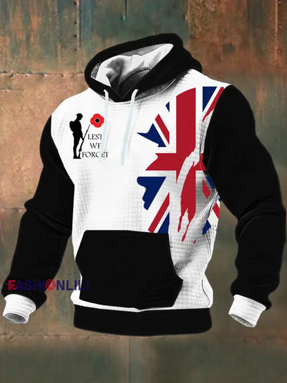 Men’s Remembrance Day Lest We Forget Printed Hoodie Black / S