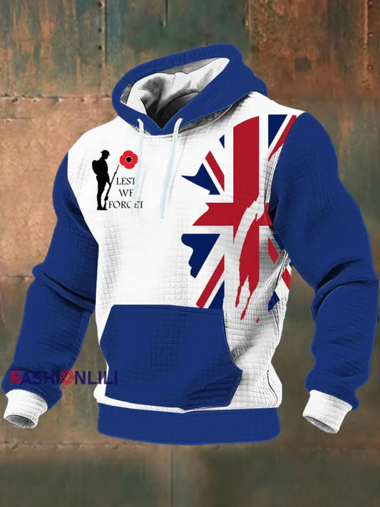 Men’s Remembrance Day Lest We Forget Printed Hoodie Blue / S