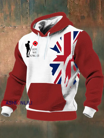 Men’s Remembrance Day Lest We Forget Printed Hoodie Red / S