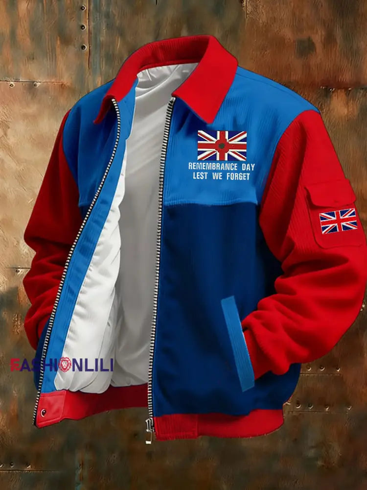 Men’s Remembrance Day Lest We Forget Printed Jacket As picture / S