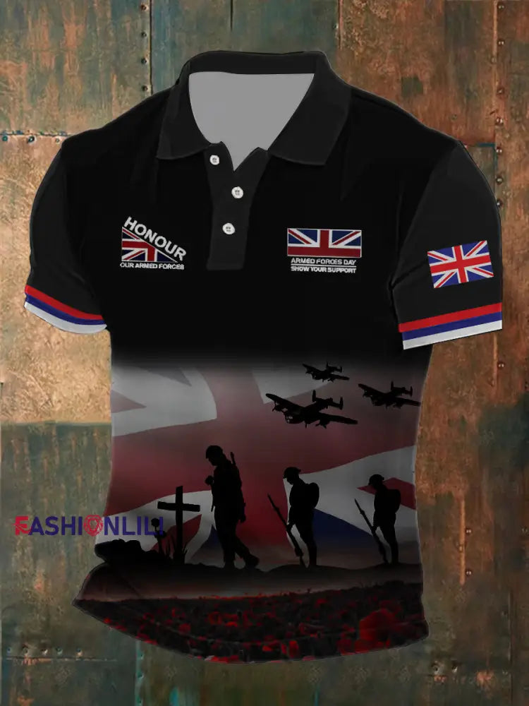 Men’s Remembrance Day Lest We Forget Printed Shirt Black / S