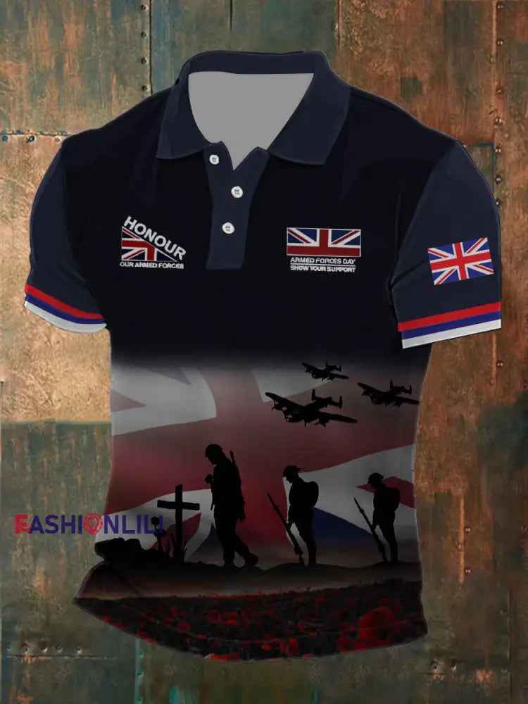 Men’s Remembrance Day Lest We Forget Printed Shirt Navy Blue / S