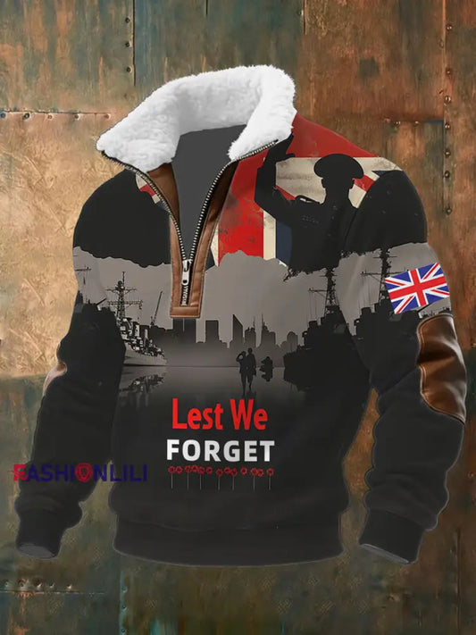 Men’s Remembrance Day Lest We Forget Printed Sweatshirt As picture / S