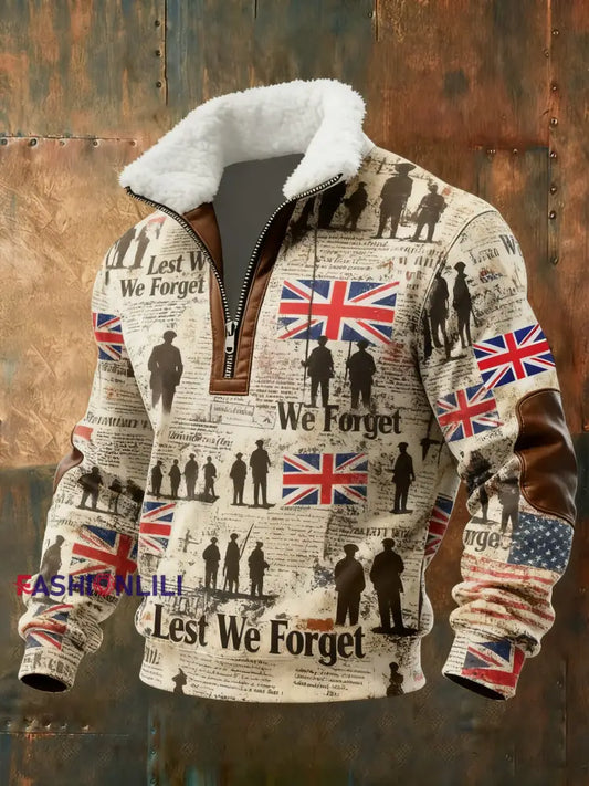 Men’s Remembrance Day Lest We Forget Printed Sweatshirt As picture / S