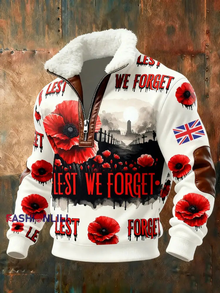 Men’s Remembrance Day Lest We Forget Printed Sweatshirt As picture / S