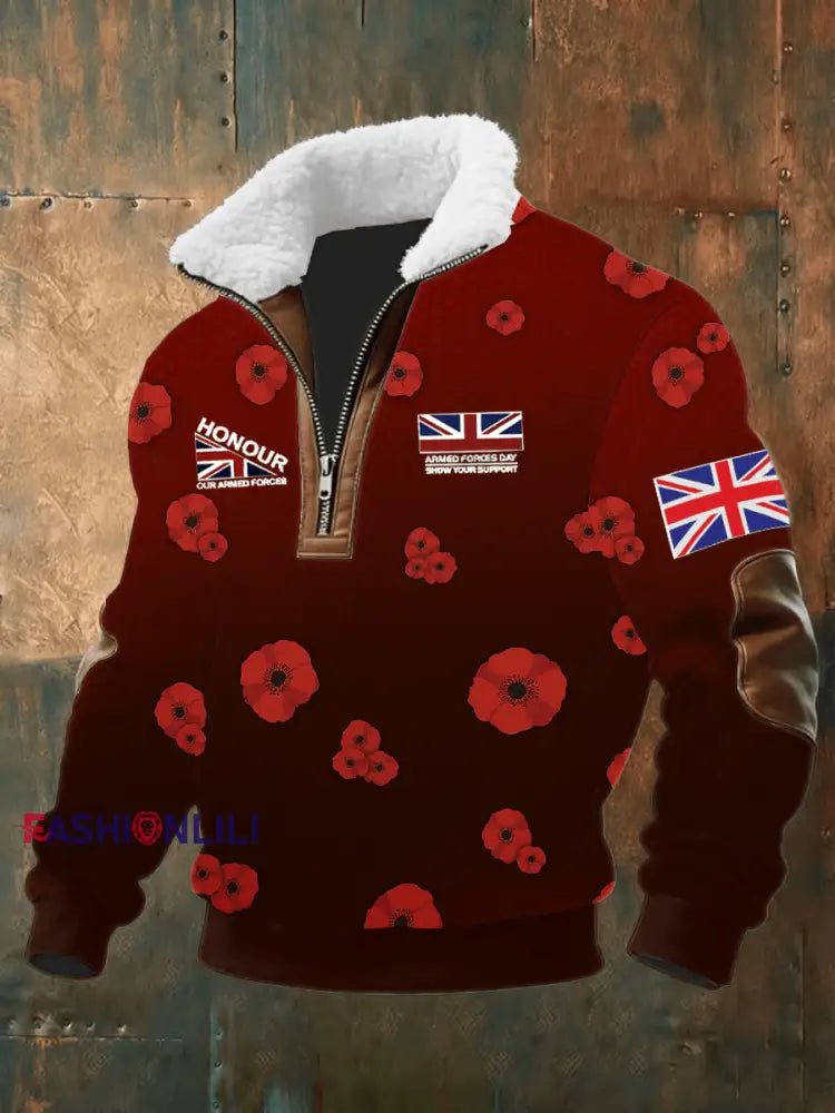 Men’s Remembrance Day Lest We Forget Printed Sweatshirt As picture / S