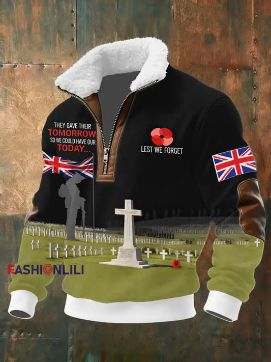 Men’s Remembrance Day Lest We Forget Printed Sweatshirt As picture / S