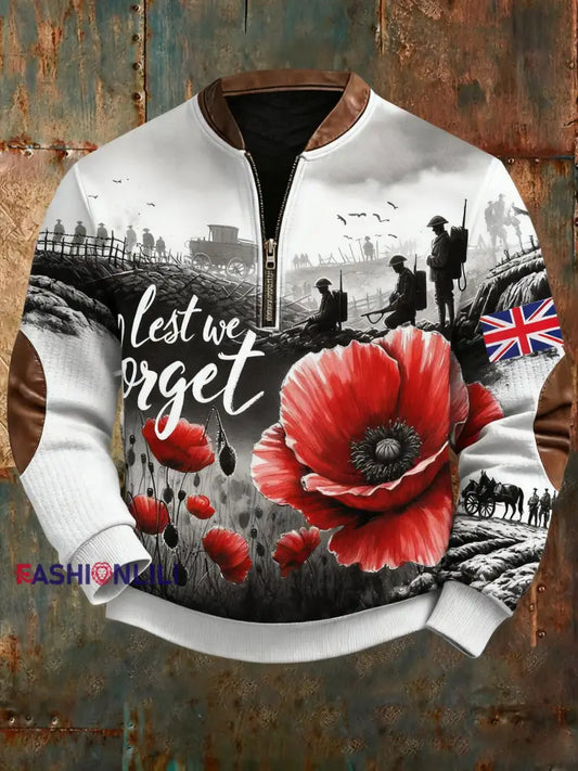 Men’s Remembrance Day Lest We Forget Printed Sweatshirt As picture / S