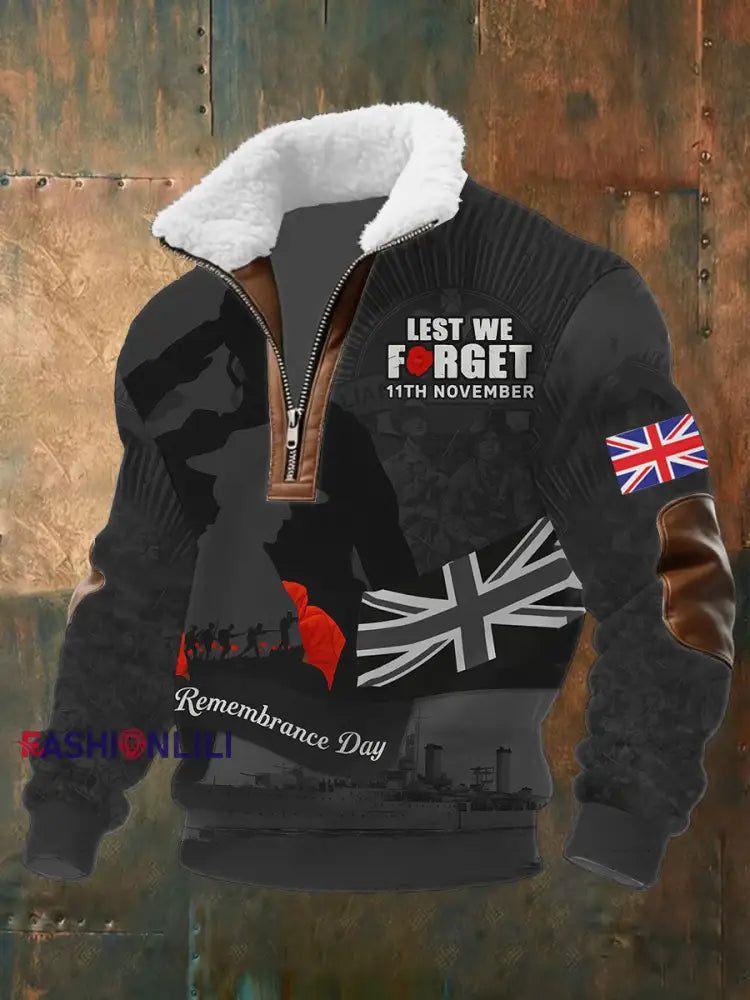 Men’s Remembrance Day Lest We Forget Printed Sweatshirt As picture / S