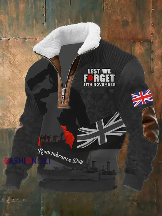 Men’s Remembrance Day Lest We Forget Printed Sweatshirt As picture / S
