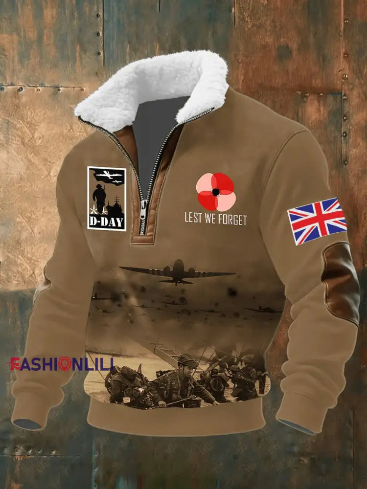 Men’s Remembrance Day Lest We Forget Printed Sweatshirt As picture / S