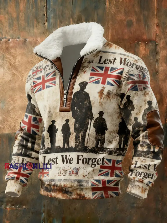 Men’s Remembrance Day Lest We Forget Printed Sweatshirt As picture / S