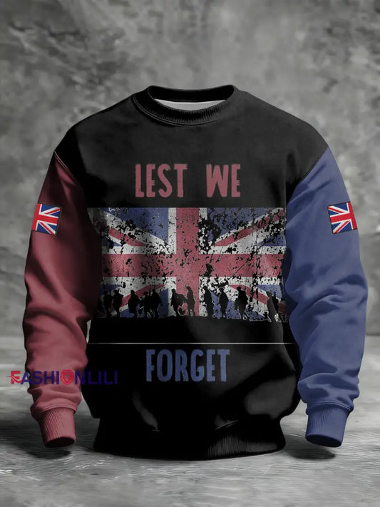 Men’s Remembrance Day Lest We Forget Printed Sweatshirt As picture / S