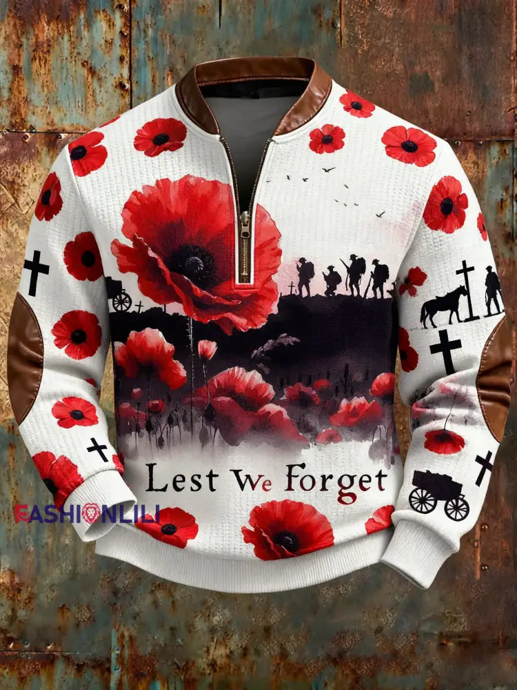 Men’s Remembrance Day Lest We Forget Printed Sweatshirt As picture / S