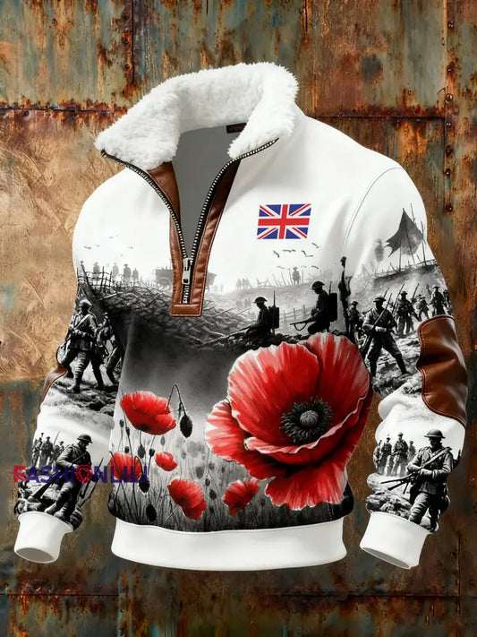 Men’s Remembrance Day Lest We Forget Printed Sweatshirt As picture / S